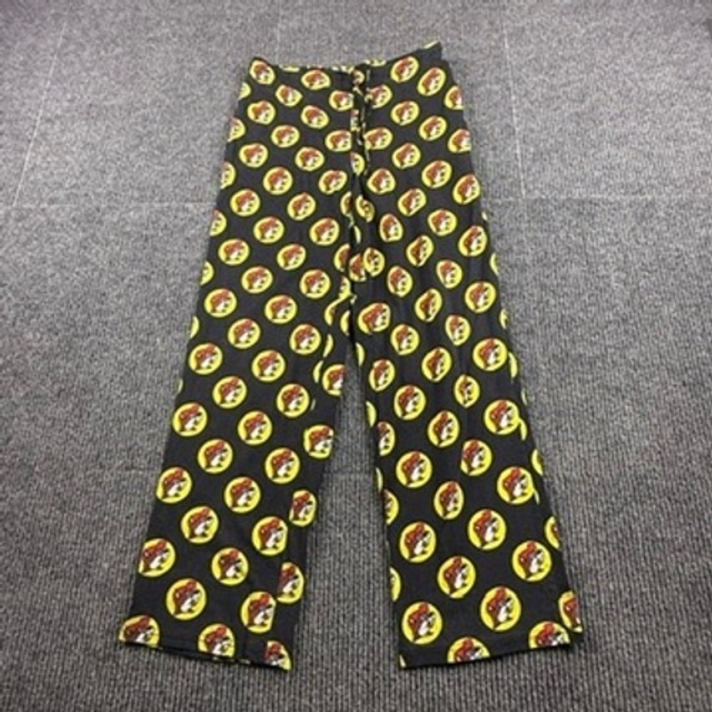 Buc-ee's Beaver Logo Pajama Pants Mens‎ Medium Black Cotton Lounge Sleepwear
